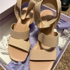 Madden Girl Tan Flat Sandals with Ankle Strap NWOT